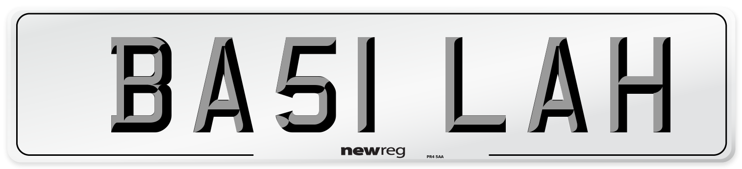 BA51 LAH Number Plate from New Reg